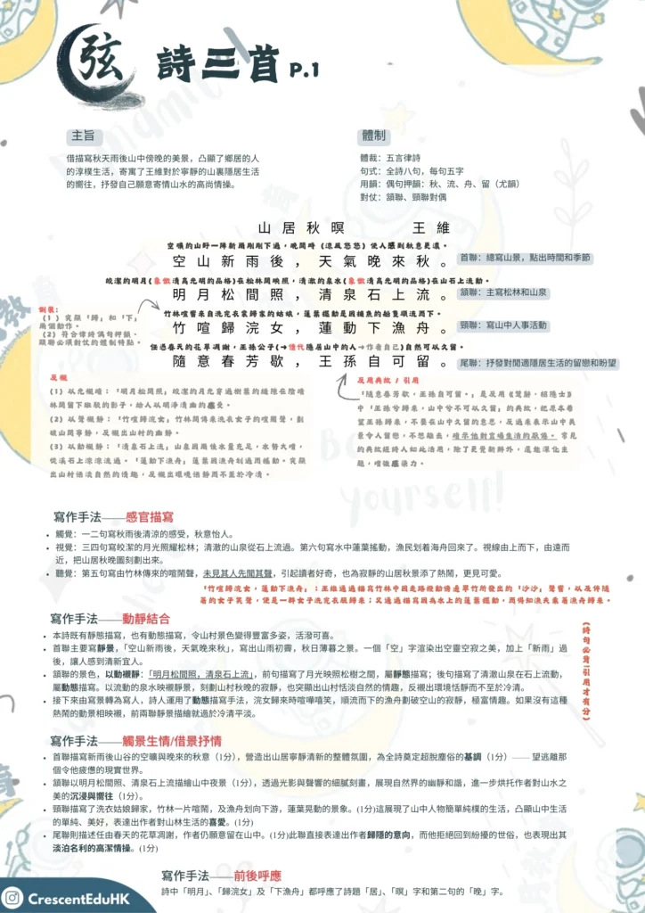 DSE中文範文筆記- 王維《山居秋暝》