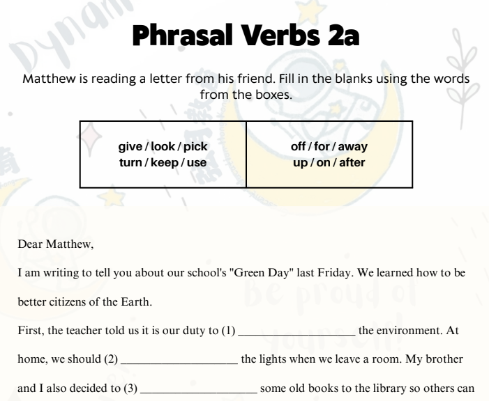 P3-6英文補習Phrasal verbs 練習