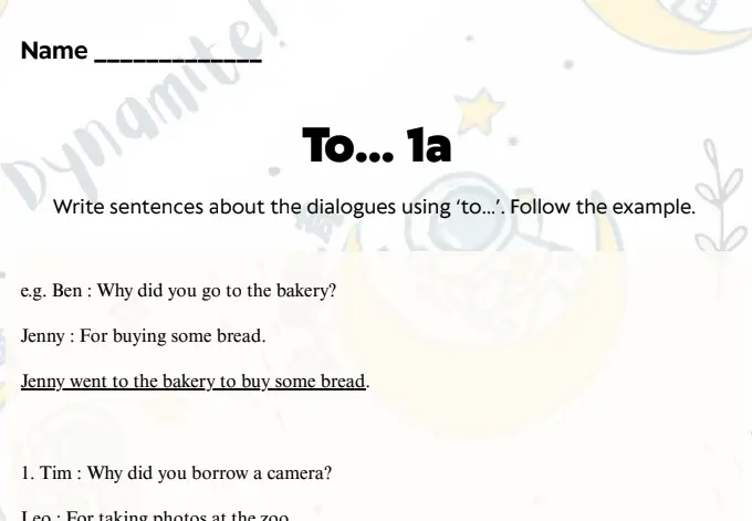 【Use the word “to” + a base verb】Grammar 練習PDF｜獨家題庫+詳解
