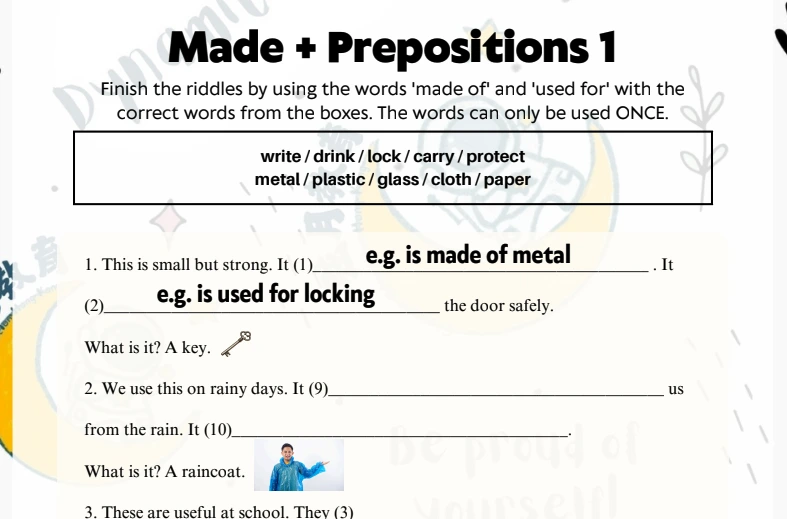 【Made + Preposition, Used for】練習PDF｜獨家題庫+詳解